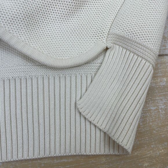 Loro Piana Women's Sweater Size 42 Cream Raglan Full-Zip Pockets Silk Blend READ - Picture 11 of 13